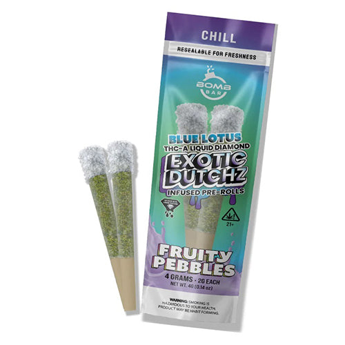 BOMB BAR BLUE LOTUS EXOTIC DUTCHZ THCA DIAMOND DIPPED PRE-ROLLS